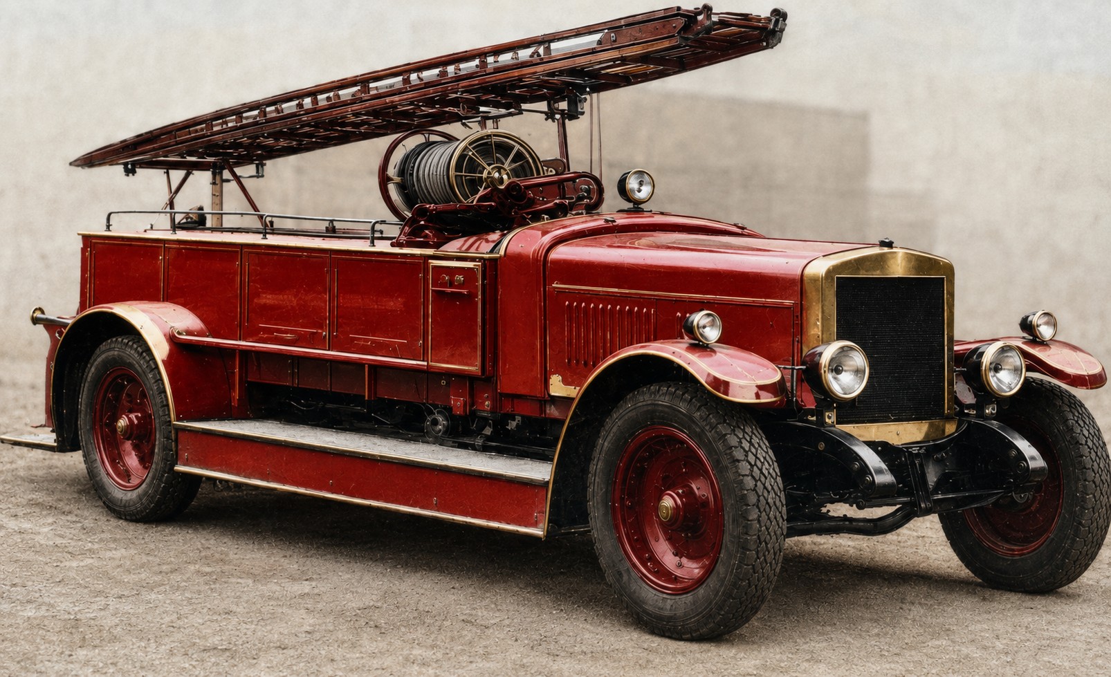Modern colour interpretation of a historic Halley-Simonis fire engine