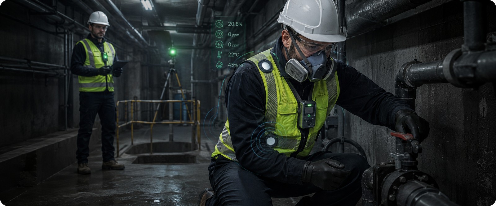 Halley Smart PPE concept illustrating health and environmental monitoring