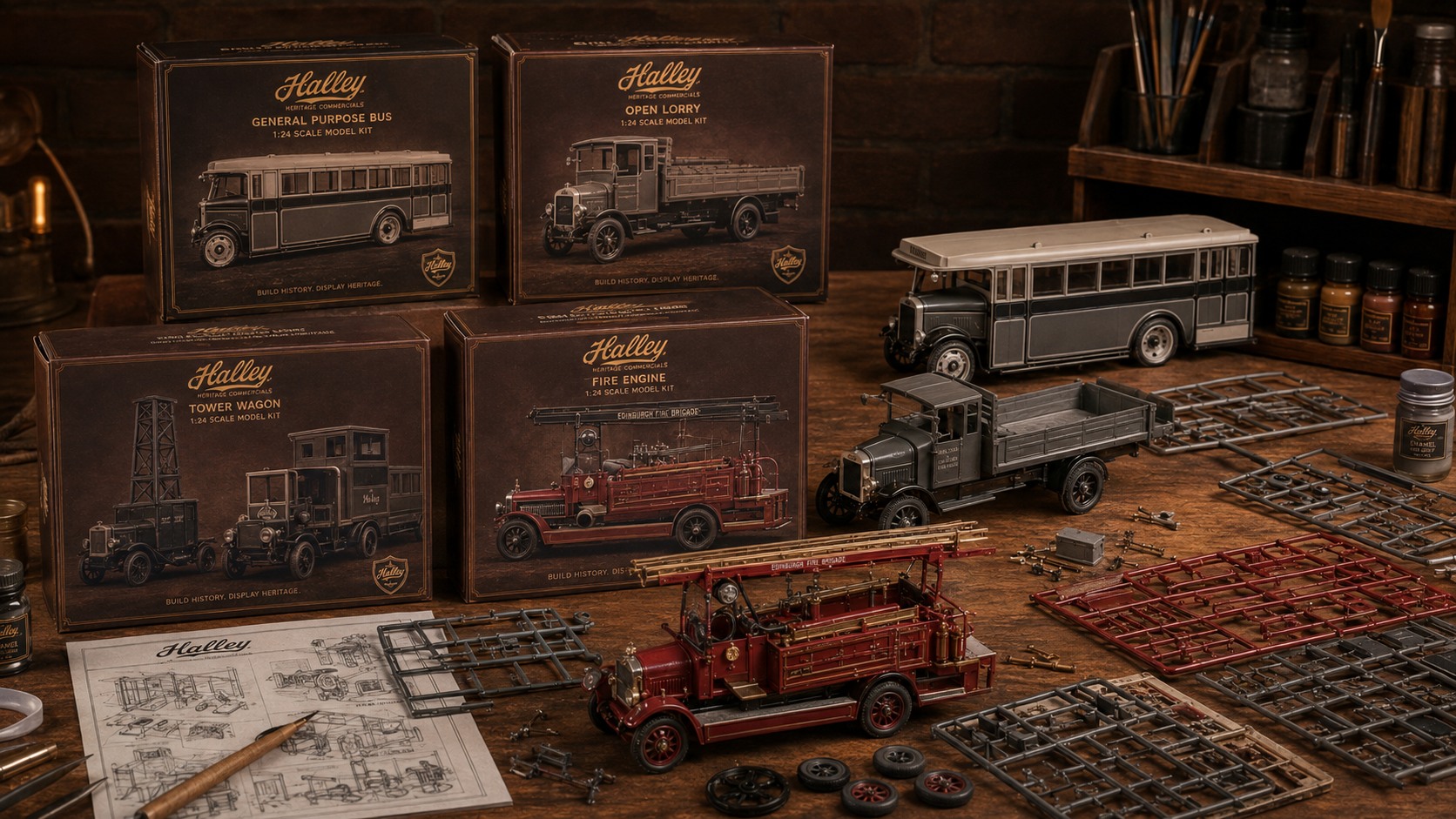 Halley construction and model kits based on historic vehicle references
