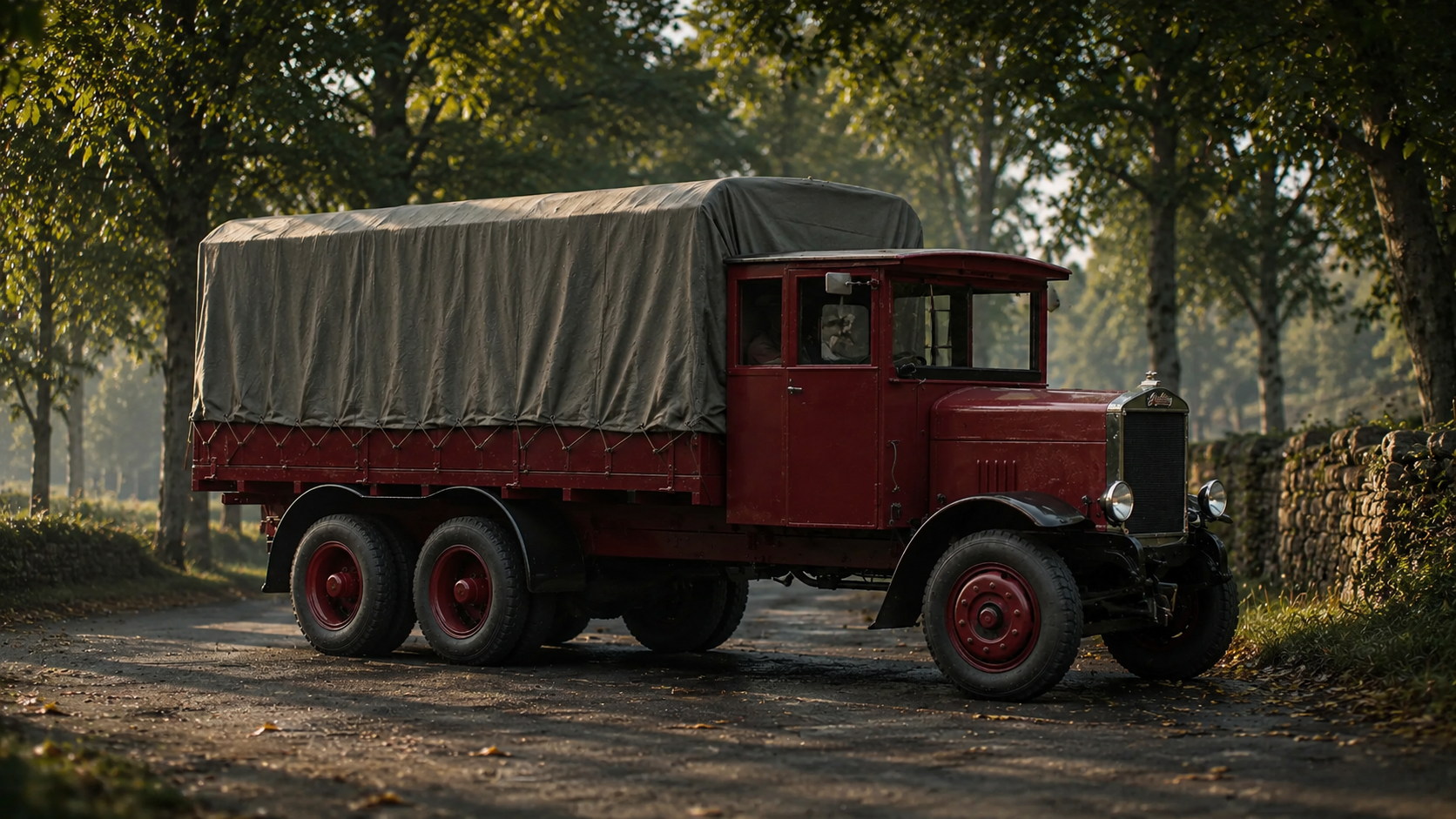 Heritage-red Halley six-wheel lorry presented as a gaming and digital experience concept