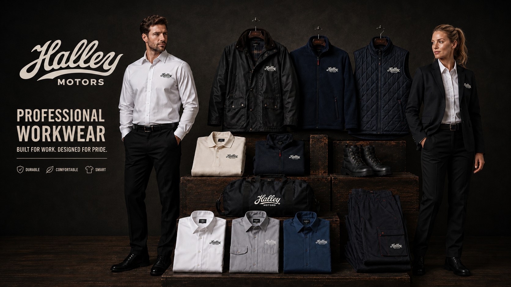 Halley professional workwear collection including office and premium outerwear
